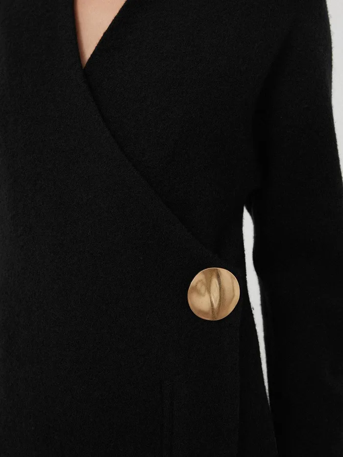 Women Boiled Wool Blend Disc Dress Black Jigsaw Dresses and Jumpsuits