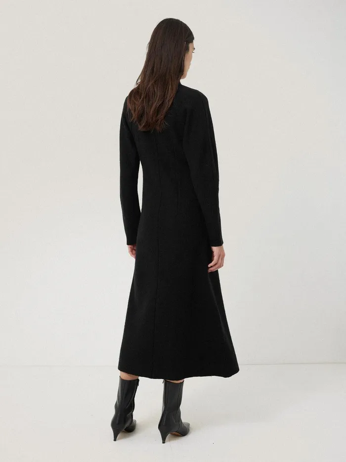Women Boiled Wool Blend Disc Dress Black Jigsaw Dresses and Jumpsuits