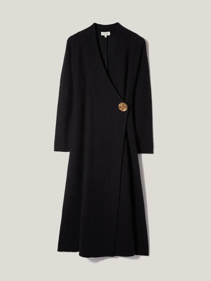 Women Boiled Wool Blend Disc Dress Black Jigsaw Dresses and Jumpsuits