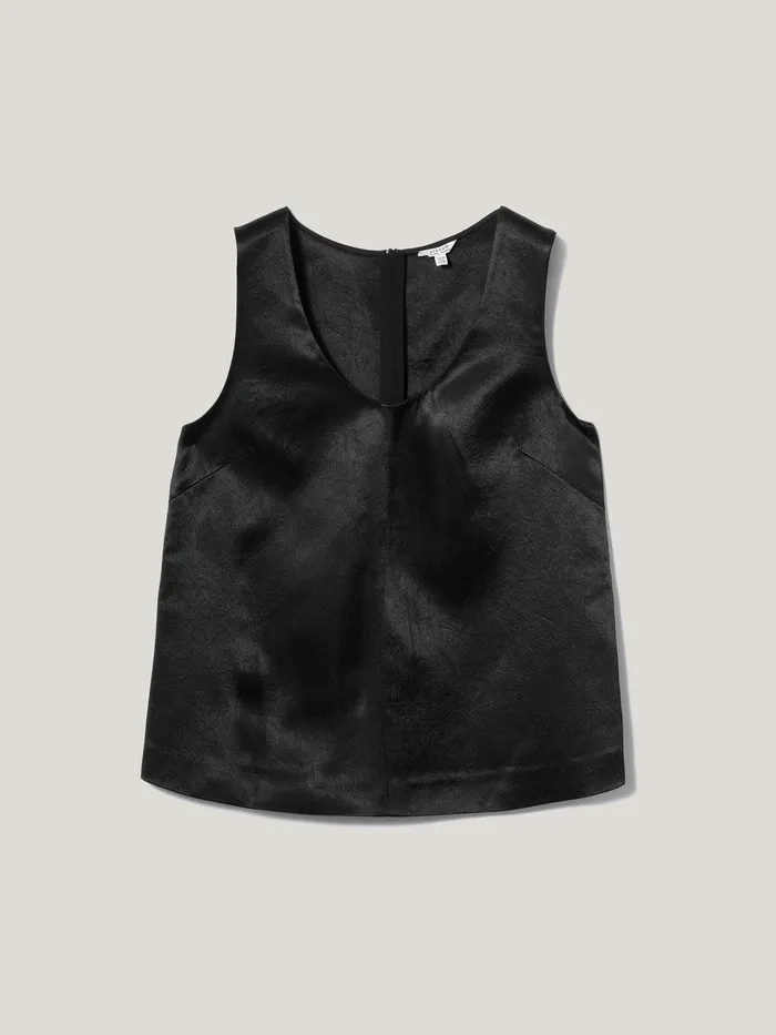 Women Bonded Satin Tank Top Black Jigsaw Shirts and Tops