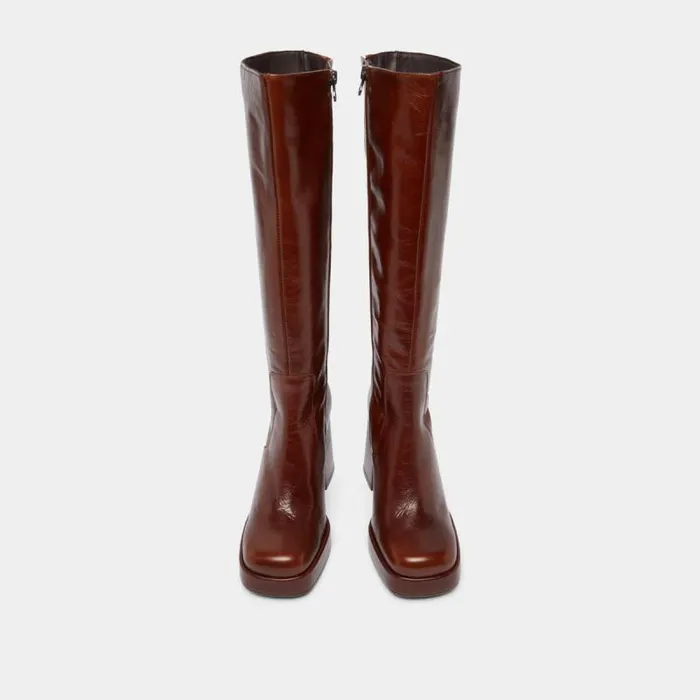 Women Boots With Heels And Square Toes Brown JONAK Boots Thighhigh Boots