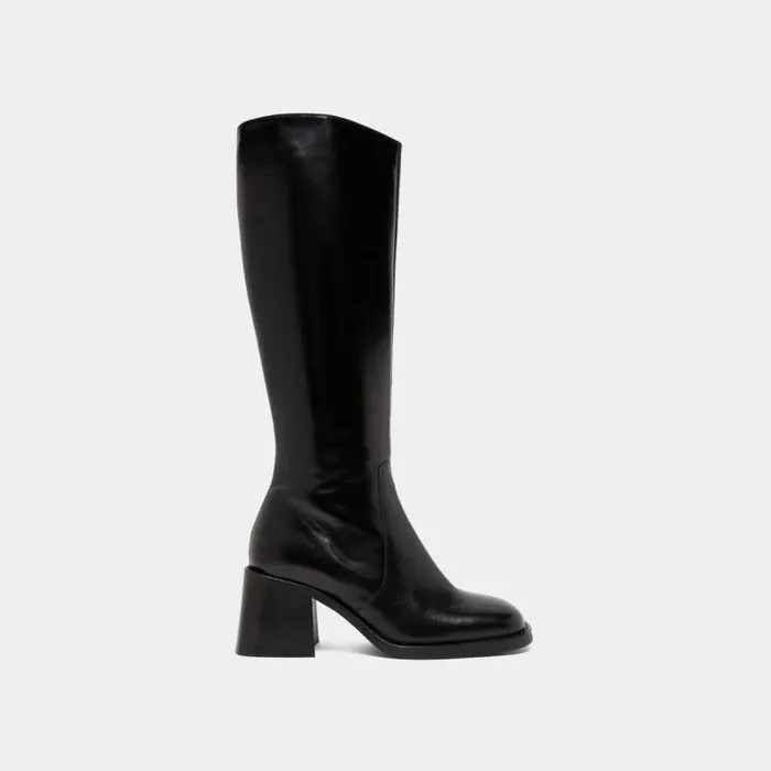 Women Boots With Thick Heels And Square Toes Black JONAK Boots Thighhigh Boots