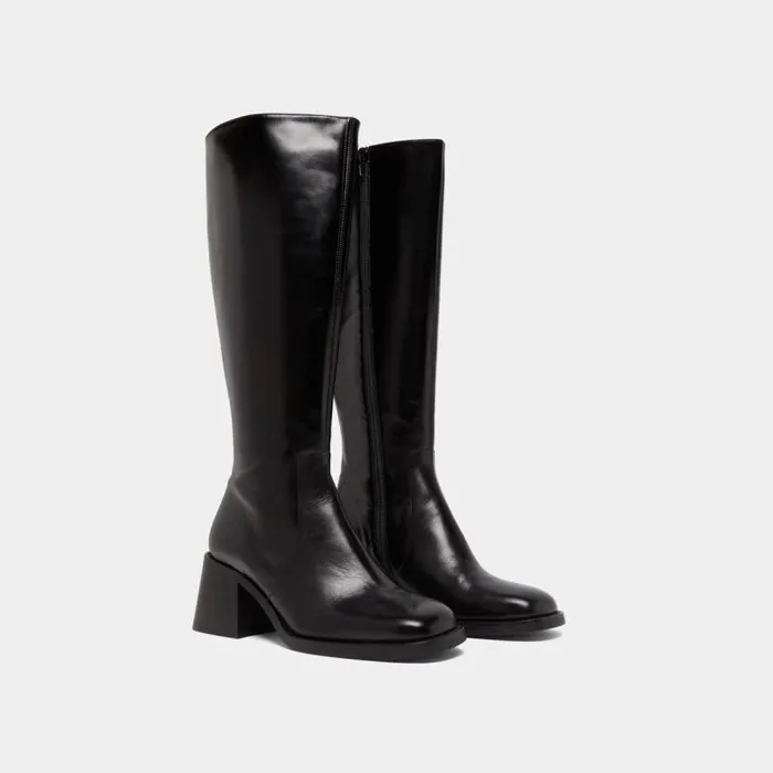 Women Boots With Thick Heels And Square Toes Black JONAK Boots Thighhigh Boots