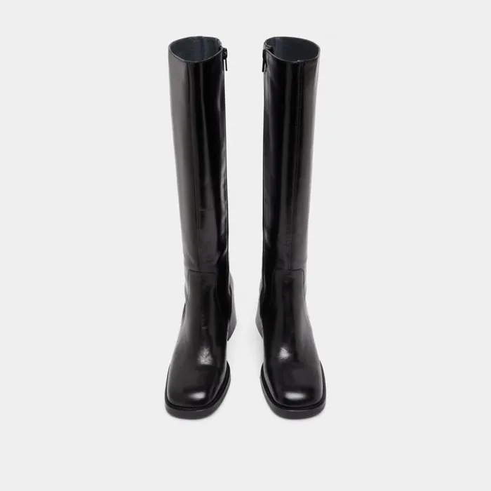 Women Boots With Thick Heels And Square Toes Black JONAK Boots Thighhigh Boots