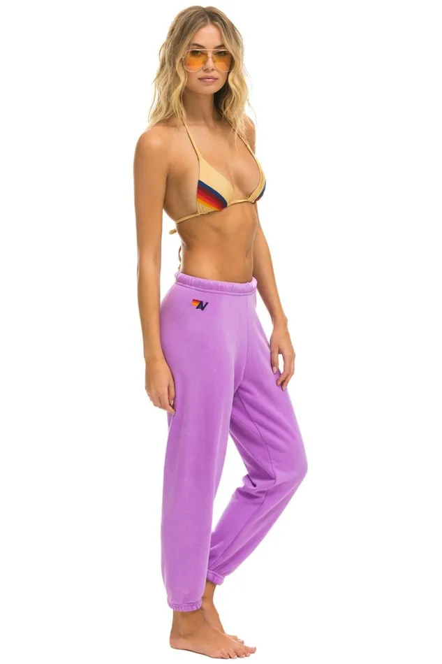 Women Bottoms Aviator Nation 5 STRIPE SWEATPANTS 8211 NEON PURPLE Women Bottoms Aviator Nation 5 STRIPE SWEATPANTS 8211 NEON PURPLE