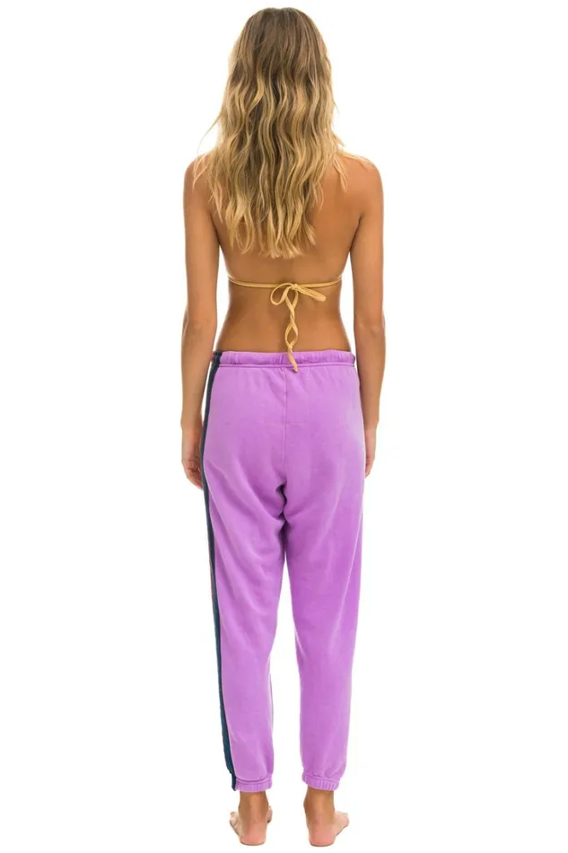 Women Bottoms Aviator Nation 5 STRIPE SWEATPANTS 8211 NEON PURPLE Women Bottoms Aviator Nation 5 STRIPE SWEATPANTS 8211 NEON PURPLE