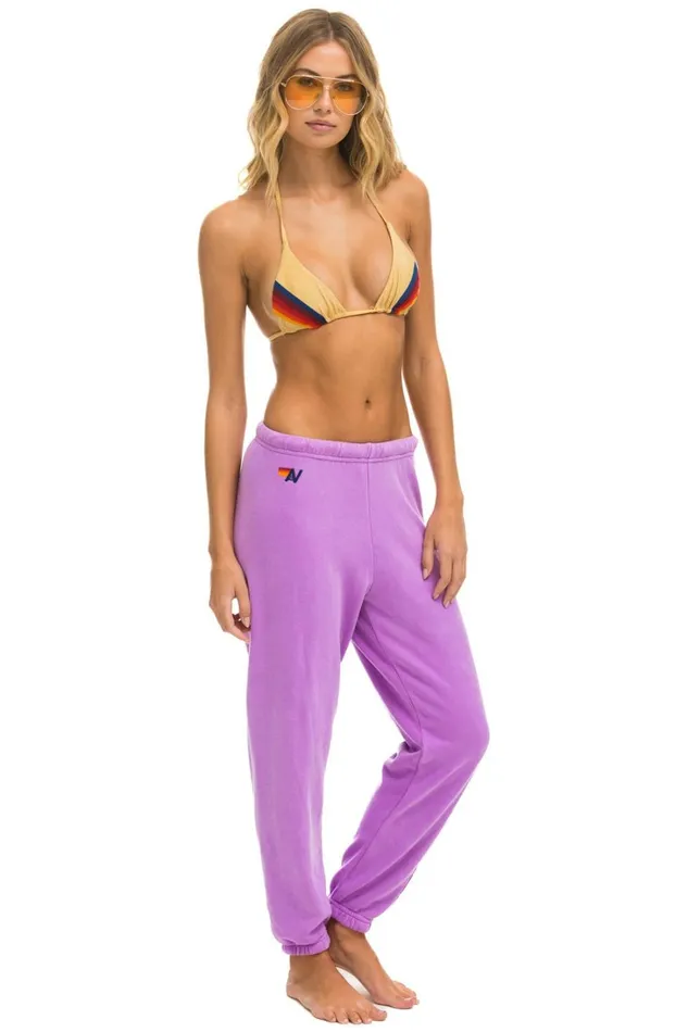 Women Bottoms Aviator Nation 5 STRIPE SWEATPANTS 8211 NEON PURPLE PINK Women Bottoms Aviator Nation 5 STRIPE SWEATPANTS 8211 NEON PURPLE PINK