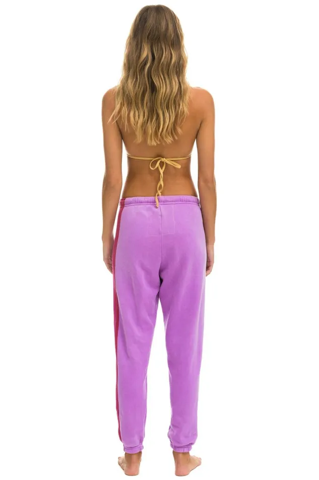 Women Bottoms Aviator Nation 5 STRIPE SWEATPANTS 8211 NEON PURPLE PINK Women Bottoms Aviator Nation 5 STRIPE SWEATPANTS 8211 NEON PURPLE PINK