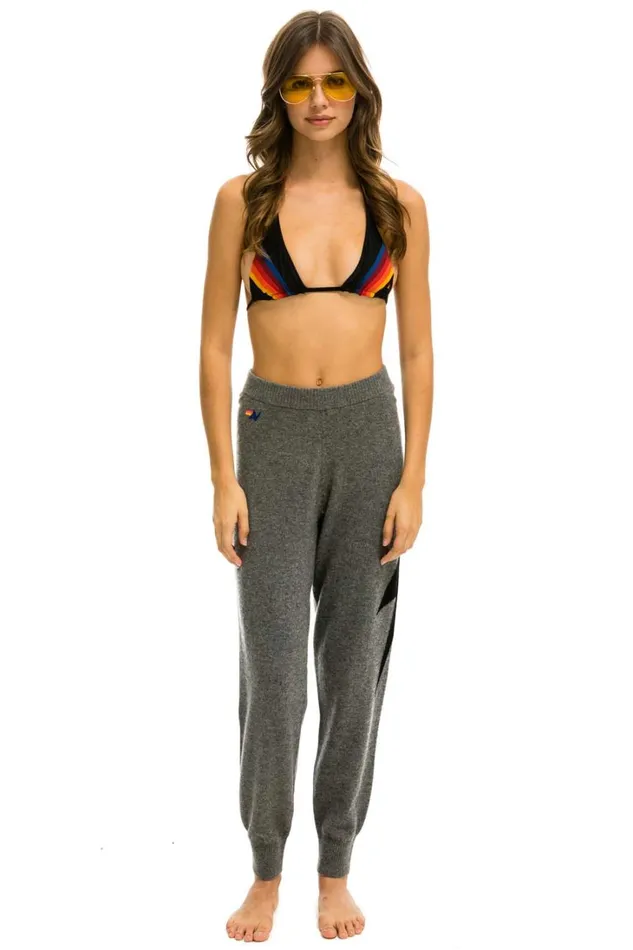 Women Bottoms Aviator Nation BOLT CASHMERE LIGHT SWEATER PANT 8211 DEEP HEATHER BLACK BOLT Women Bottoms Aviator Nation BOLT CASHMERE LIGHT SWEATER PANT 8211 DEEP HEATHER BLACK BOLT