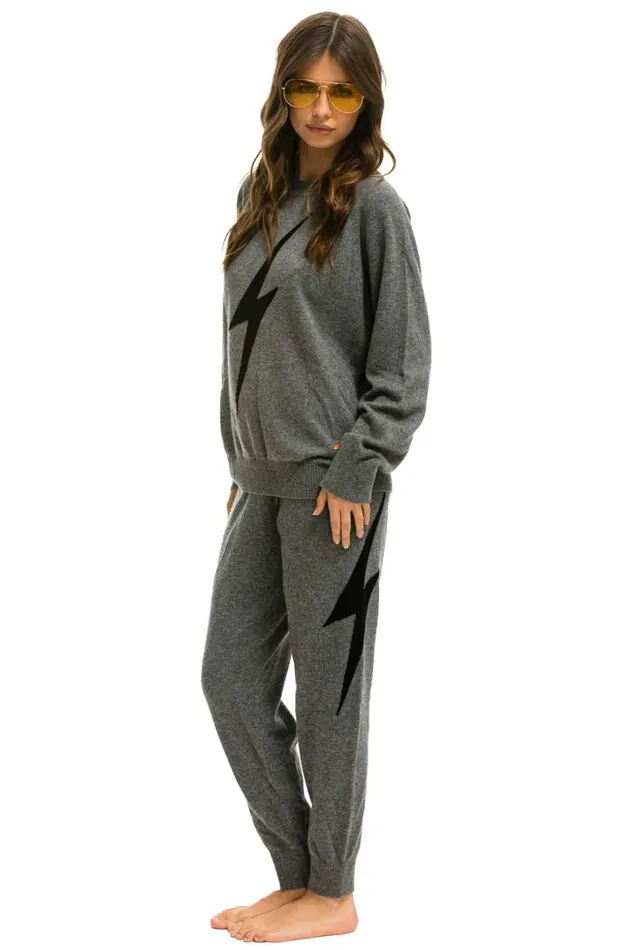 Women Bottoms Aviator Nation BOLT CASHMERE LIGHT SWEATER PANT 8211 DEEP HEATHER BLACK BOLT Women Bottoms Aviator Nation BOLT CASHMERE LIGHT SWEATER PANT 8211 DEEP HEATHER BLACK BOLT