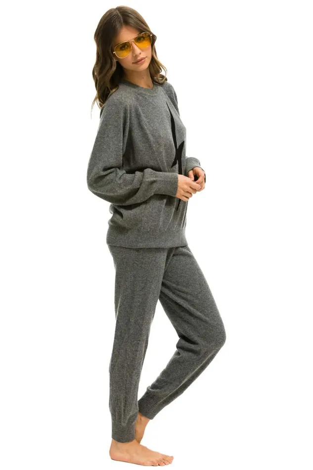 Women Bottoms Aviator Nation BOLT CASHMERE LIGHT SWEATER PANT 8211 DEEP HEATHER BLACK BOLT Women Bottoms Aviator Nation BOLT CASHMERE LIGHT SWEATER PANT 8211 DEEP HEATHER BLACK BOLT