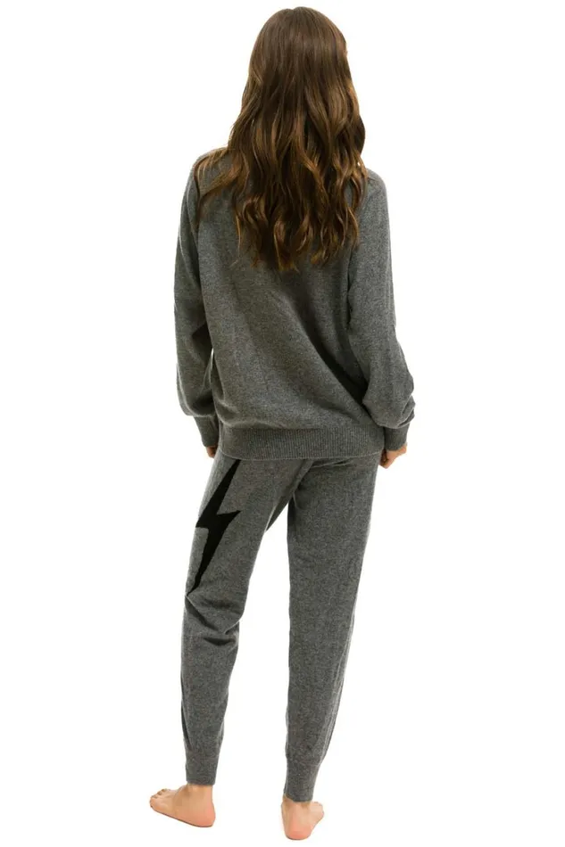 Women Bottoms Aviator Nation BOLT CASHMERE LIGHT SWEATER PANT 8211 DEEP HEATHER BLACK BOLT Women Bottoms Aviator Nation BOLT CASHMERE LIGHT SWEATER PANT 8211 DEEP HEATHER BLACK BOLT