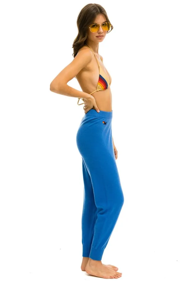 Women Bottoms Aviator Nation BOLT CASHMERE LIGHT SWEATER PANT 8211 VINTAGE BLUE GOLD BOLT