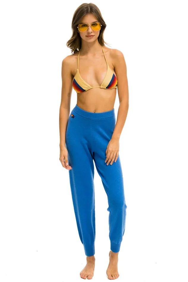 Women Bottoms Aviator Nation BOLT CASHMERE LIGHT SWEATER PANT 8211 VINTAGE BLUE GOLD BOLT