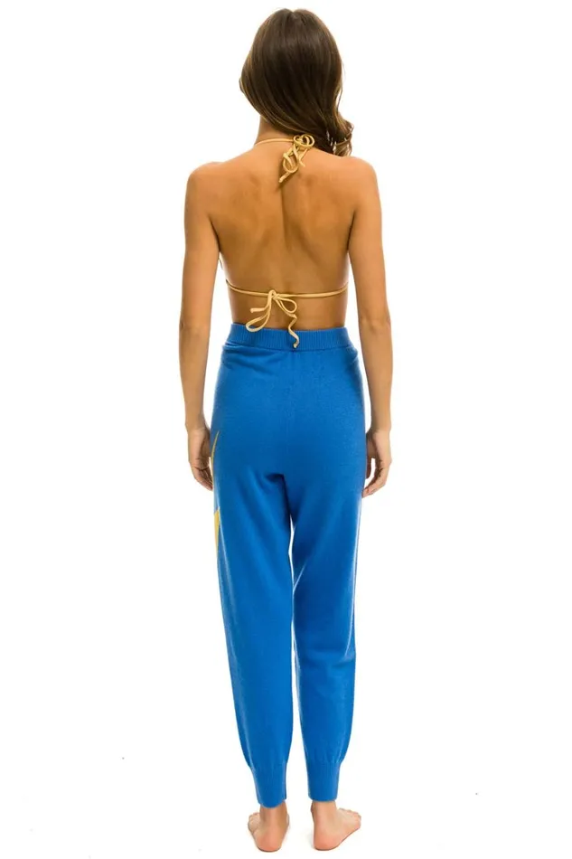 Women Bottoms Aviator Nation BOLT CASHMERE LIGHT SWEATER PANT 8211 VINTAGE BLUE GOLD BOLT