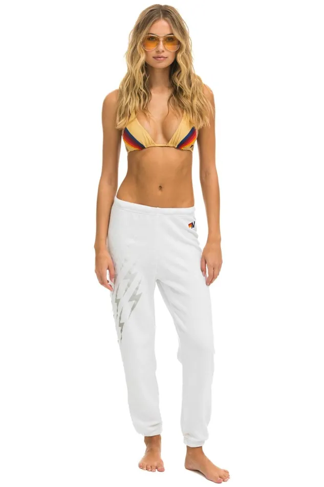 Women Bottoms Aviator Nation BOLT GRADIENT SWEATPANTS 8211 WHITE GREY