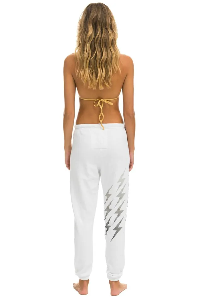 Women Bottoms Aviator Nation BOLT GRADIENT SWEATPANTS 8211 WHITE GREY