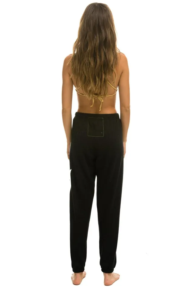 Women Bottoms Aviator Nation BOLT STITCH SWEATPANTS 8211 BLACK WHITE
