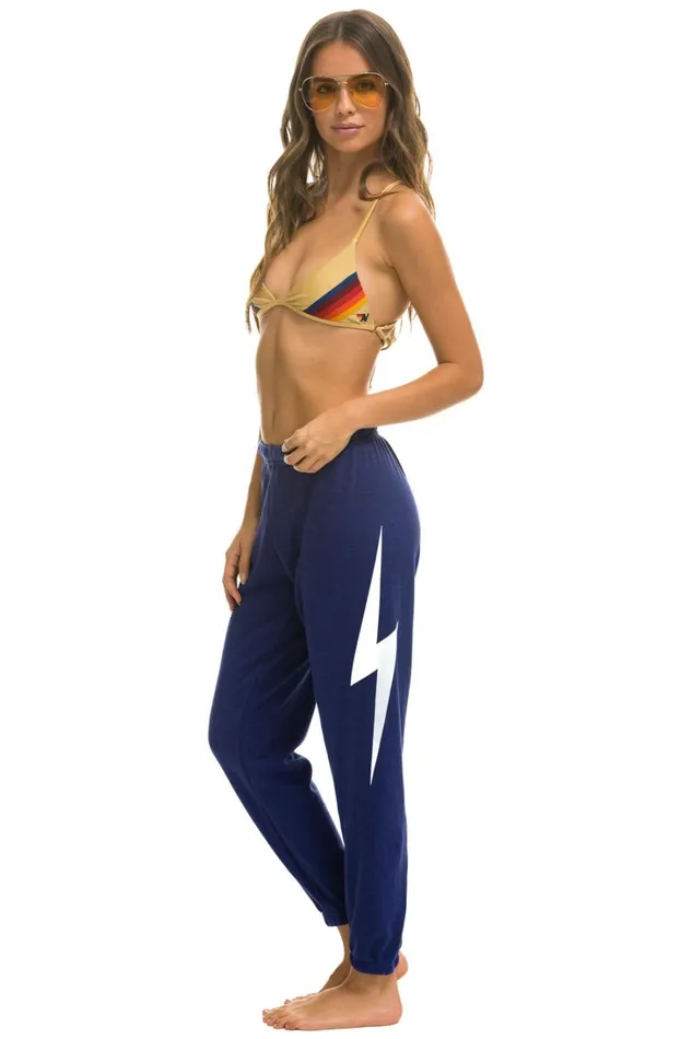 Women Bottoms Aviator Nation BOLT SWEATPANTS 8211 PURPLE WHITE