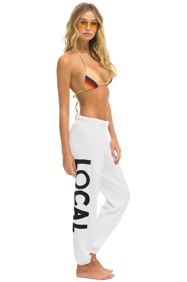 Women Bottoms Aviator Nation LOCALS ONLY SWEATPANTS 8211 WHITE