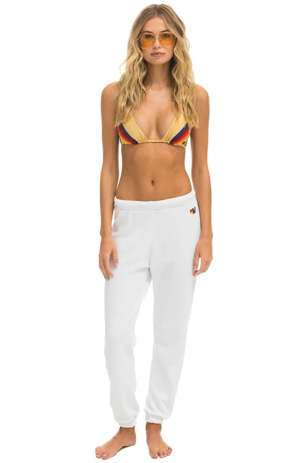 Women Bottoms Aviator Nation LOCALS ONLY SWEATPANTS 8211 WHITE