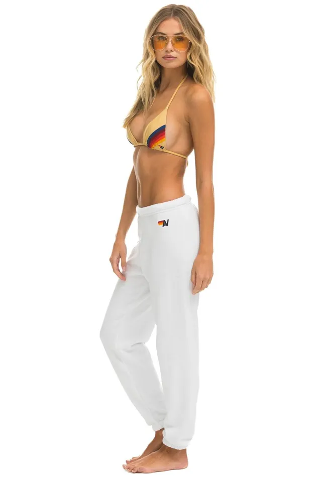Women Bottoms Aviator Nation LOCALS ONLY SWEATPANTS 8211 WHITE