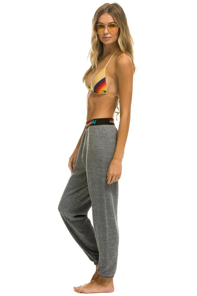 Women Bottoms Aviator Nation LOGO STRIPE SWEATPANTS 8211 HEATHER GREY