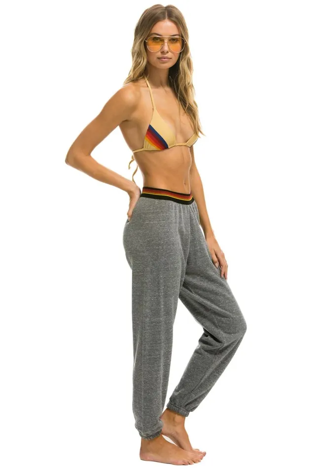 Women Bottoms Aviator Nation LOGO STRIPE SWEATPANTS 8211 HEATHER GREY