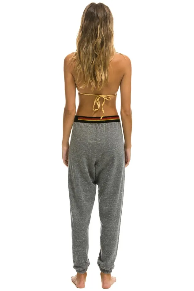 Women Bottoms Aviator Nation LOGO STRIPE SWEATPANTS 8211 HEATHER GREY