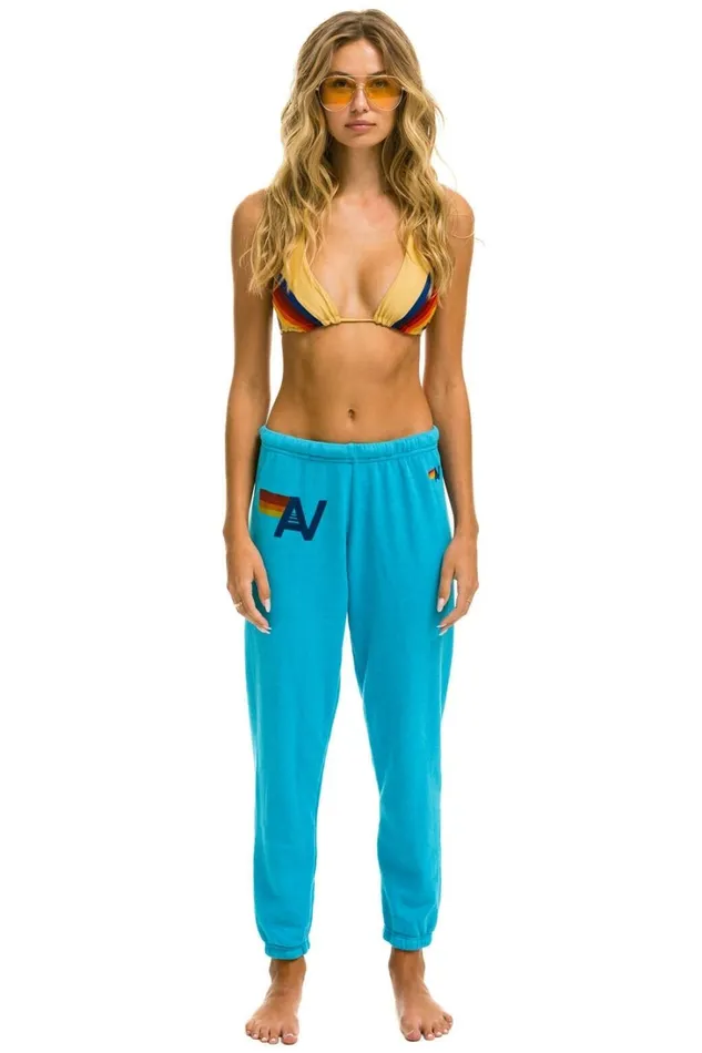 Women Bottoms Aviator Nation LOGO SWEATPANTS 8211 NEON BLUE
