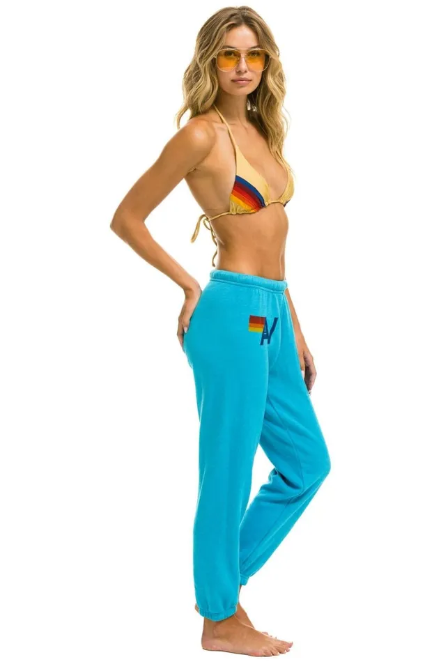 Women Bottoms Aviator Nation LOGO SWEATPANTS 8211 NEON BLUE