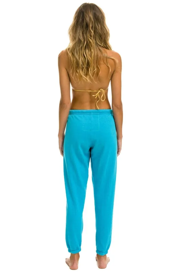 Women Bottoms Aviator Nation LOGO SWEATPANTS 8211 NEON BLUE