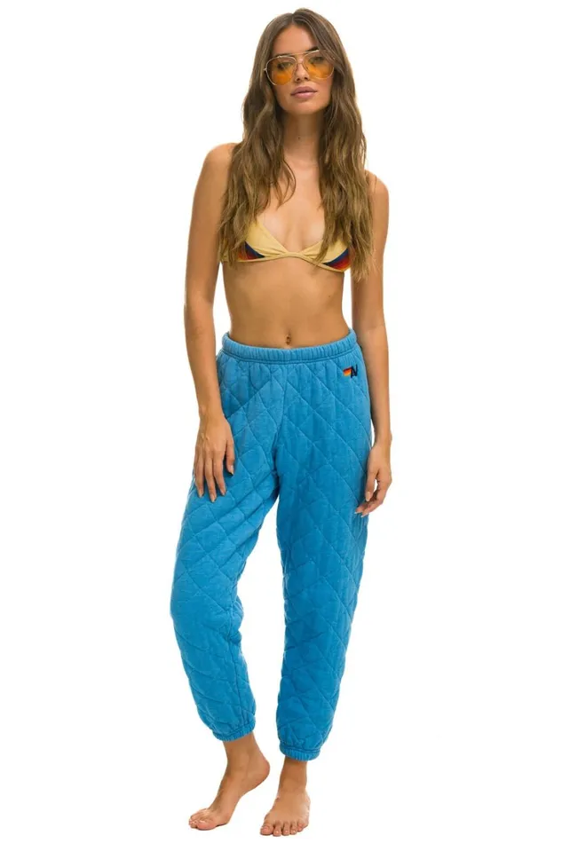 Women Bottoms Aviator Nation QUILTED SWEATPANTS 8211 OCEAN