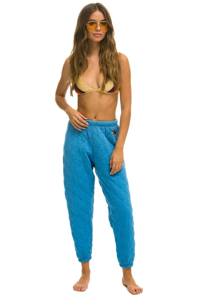 Women Bottoms Aviator Nation QUILTED SWEATPANTS 8211 OCEAN Women Bottoms Aviator Nation QUILTED SWEATPANTS 8211 OCEAN