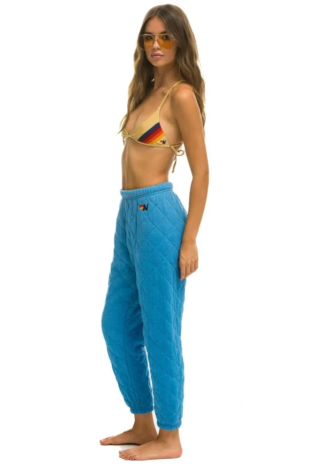 Women Bottoms Aviator Nation QUILTED SWEATPANTS 8211 OCEAN Women Bottoms Aviator Nation QUILTED SWEATPANTS 8211 OCEAN