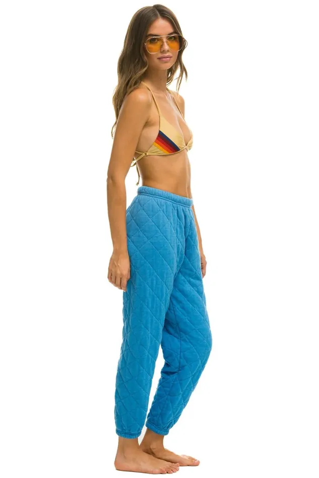 Women Bottoms Aviator Nation QUILTED SWEATPANTS 8211 OCEAN Women Bottoms Aviator Nation QUILTED SWEATPANTS 8211 OCEAN