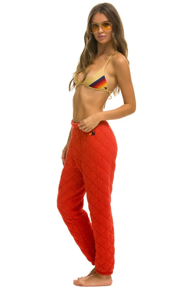 Women Bottoms Aviator Nation QUILTED SWEATPANTS 8211 RED Women Bottoms Aviator Nation QUILTED SWEATPANTS 8211 RED