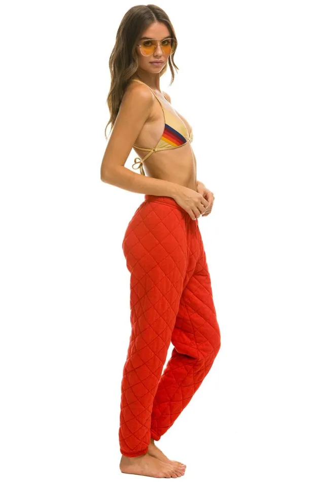 Women Bottoms Aviator Nation QUILTED SWEATPANTS 8211 RED Women Bottoms Aviator Nation QUILTED SWEATPANTS 8211 RED
