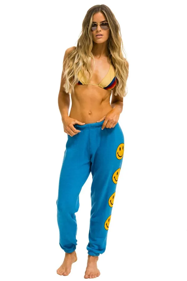 Women Bottoms Aviator Nation SMILEY 2 SWEATPANTS 8211 OCEAN