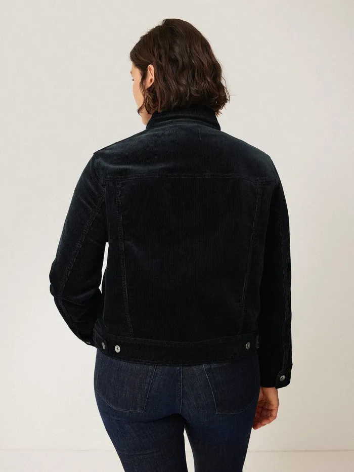 Women Boxy Cord Trucker Jacket Navy Jigsaw Coords