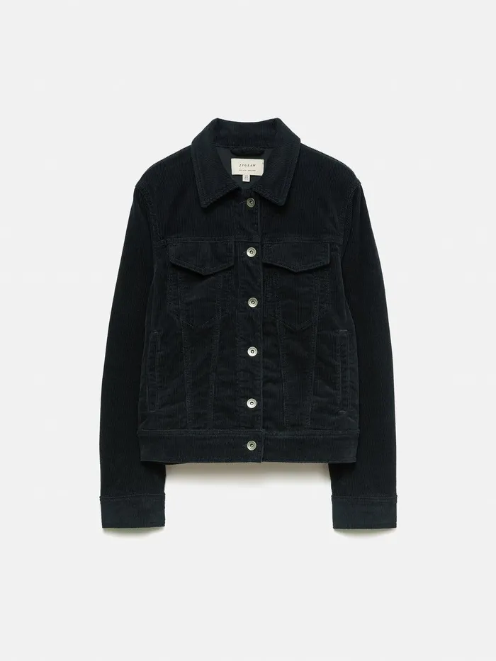 Women Boxy Cord Trucker Jacket Navy Jigsaw Coords