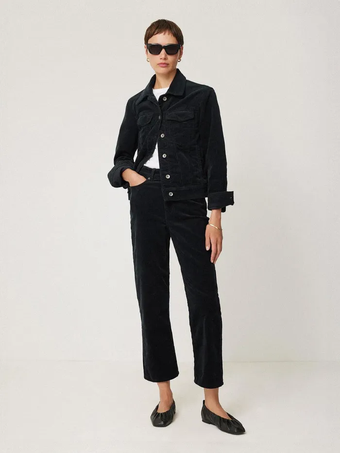 Women Boxy Cord Trucker Jacket Navy Jigsaw Coords