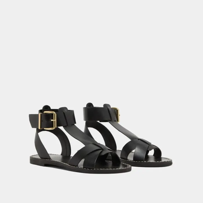 Women Buckle And Strap Sandals Black JONAK Sandals