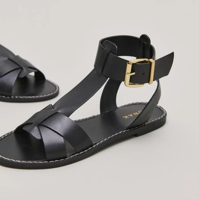 Women Buckle And Strap Sandals Black JONAK Sandals
