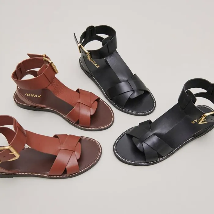 Women Buckle And Strap Sandals Black JONAK Sandals