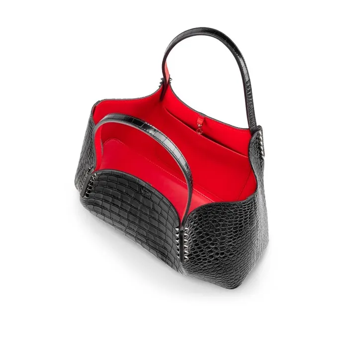 Women Cabarock Small Tote Bag 8211 Alligator Embossed Calf Leather And Spikes 8211 Black Christian Louboutin Totes