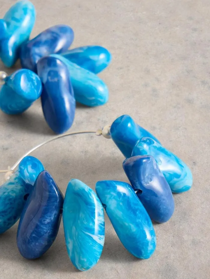 Women CAMELLIA RESIN EARRING Blue Multi White Stuff Jewellery