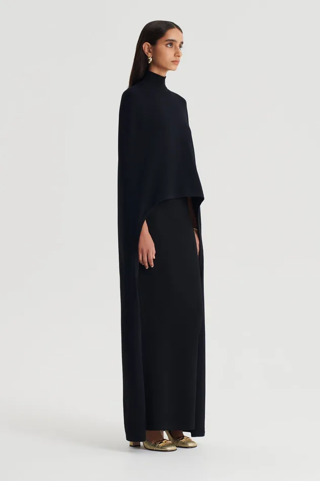 Women Capes Scanlan Theodore CREPE KNIT SOFT CAPE BLACK Women Capes Scanlan Theodore CREPE KNIT SOFT CAPE BLACK