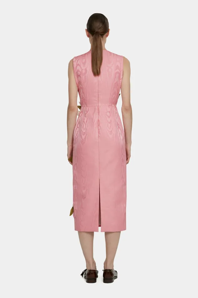 Women Cappia Petal Applique Dress in Pink Moire Mikado Dresses Emilia Wickstead Women Cappia Petal Applique Dress in Pink Moire Mikado Dresses Emilia Wickstead