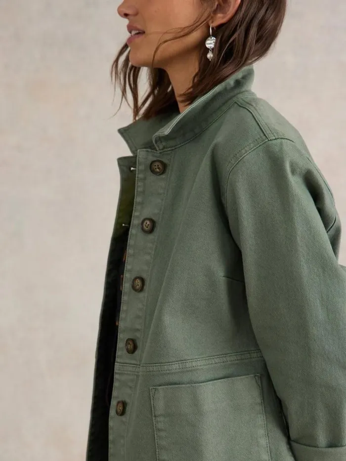 Women Carrie Denim Jacket Mid Green White Stuff Coats and Jackets Women Carrie Denim Jacket Mid Green White Stuff Coats and Jackets